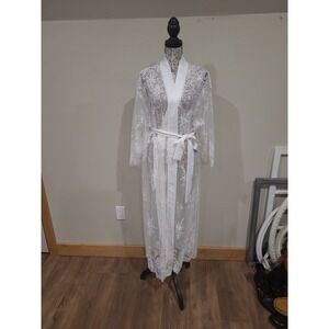 Rya Collection Darling SZ S sheer lace midi length coverup ‎ tie belt intimate